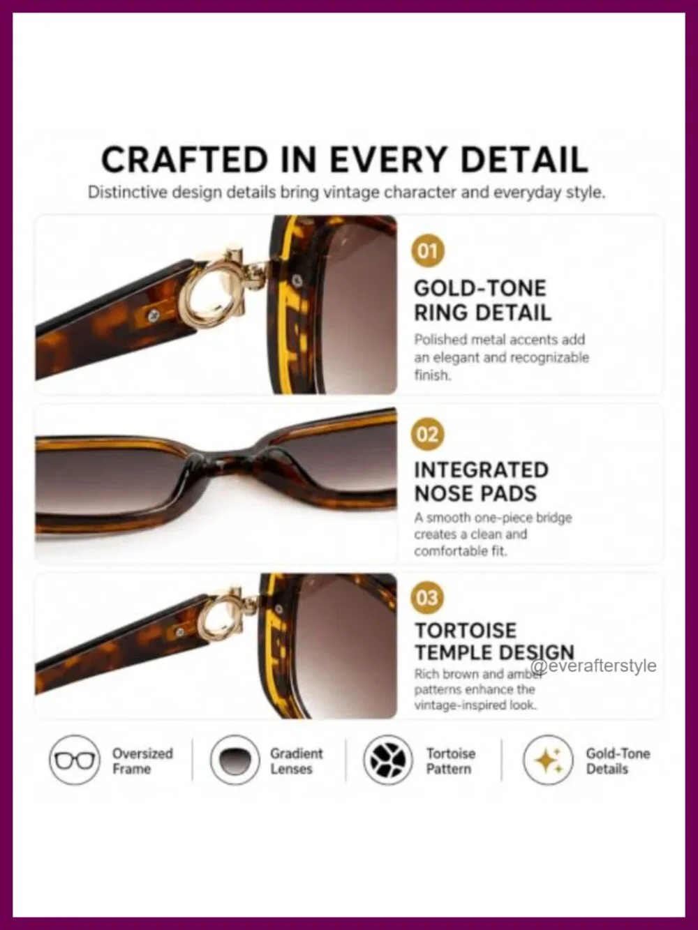 Oversized Square Sunglasses UV400 Thick Frame Women Men